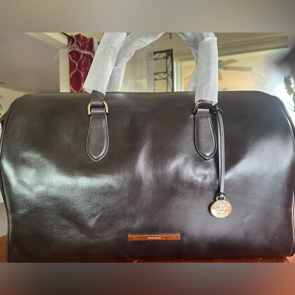 NWT Brahmin Spencer in Smooth Black Leather Travel Bag